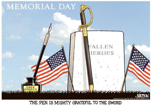 Memorial Day cartoon - remember the fallen heroes